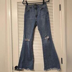 Forever 21 - Distressed Flare Jeans With Pockets